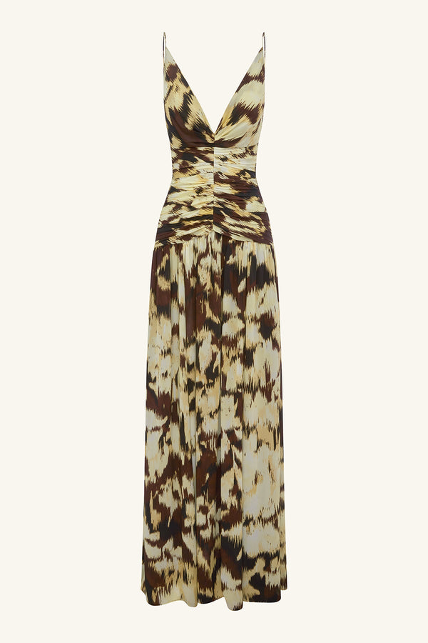 BENNY PLUNGED GATHERED MAXI DRESS_G