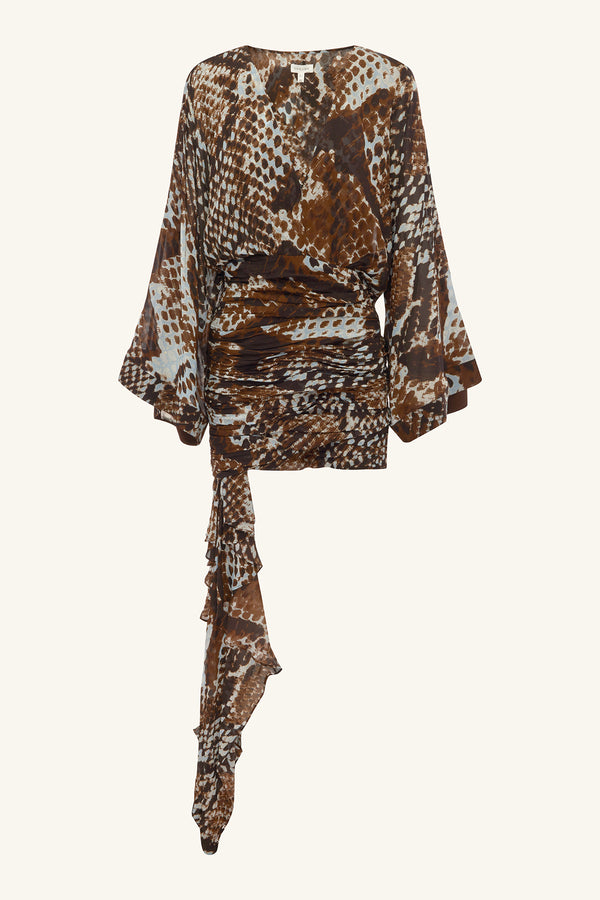 MAIA LONG SLEEVE PLUNGED MINI DRESS_G