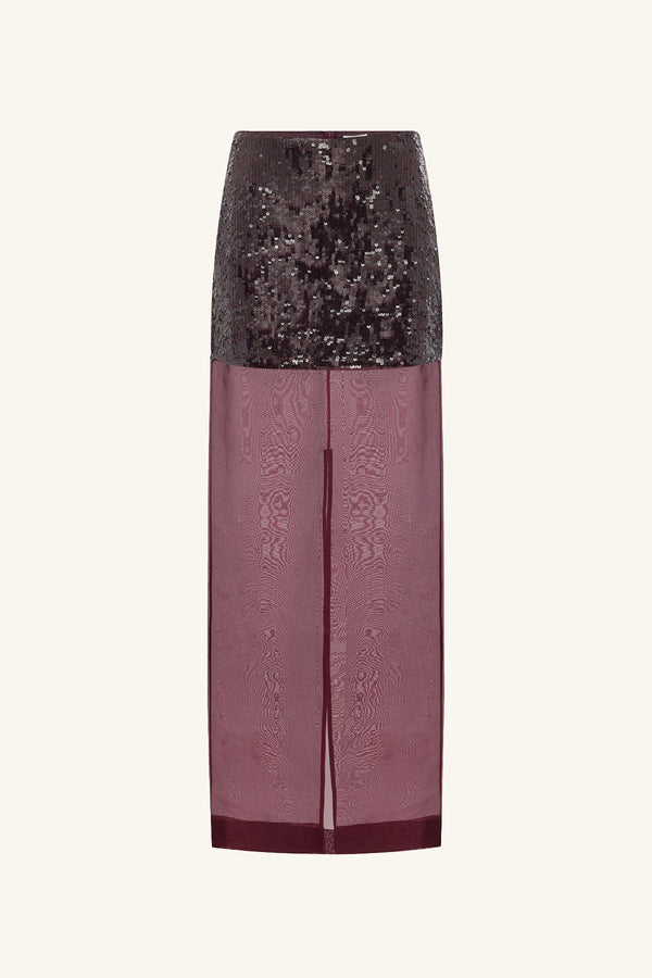 AMERIE SILK SEQUIN MAXI SKIRT - PORT ROYALE_G