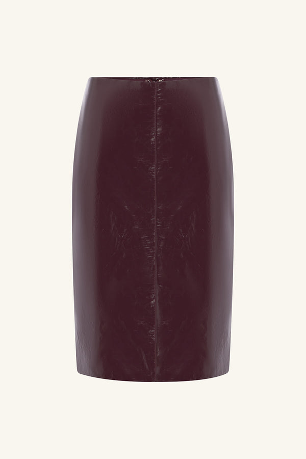 LILOU PATENT MIDI SKIRT - PORT ROYALE_G