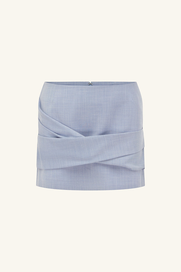 ASHER DRAPED MINI SKIRT - CHAMBRAY BLUE_G