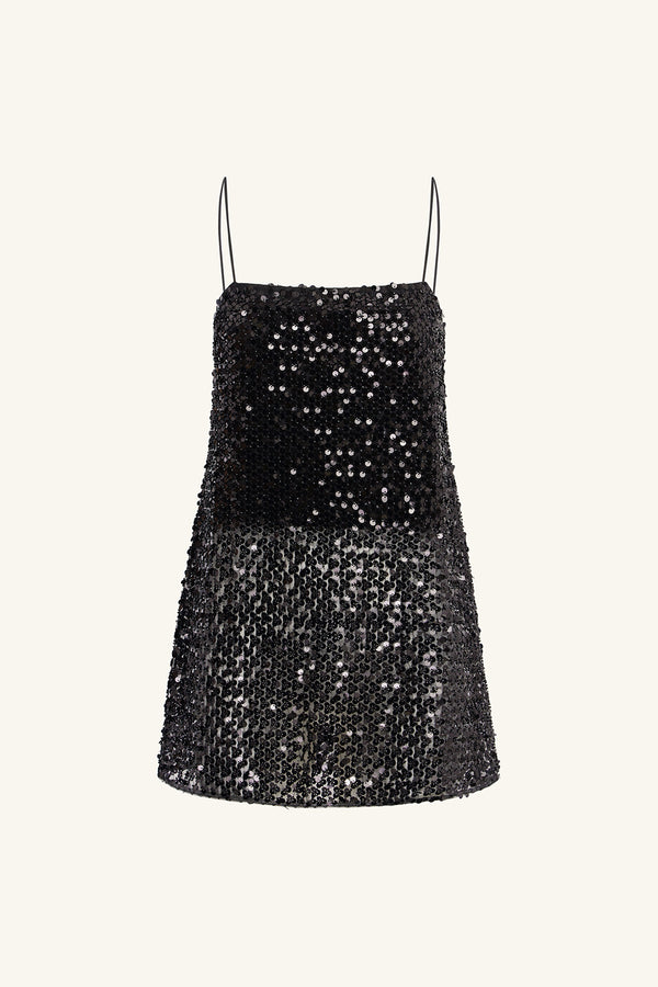 EVERLY SEQUIN LONG LINE CAMI - BLACK_G