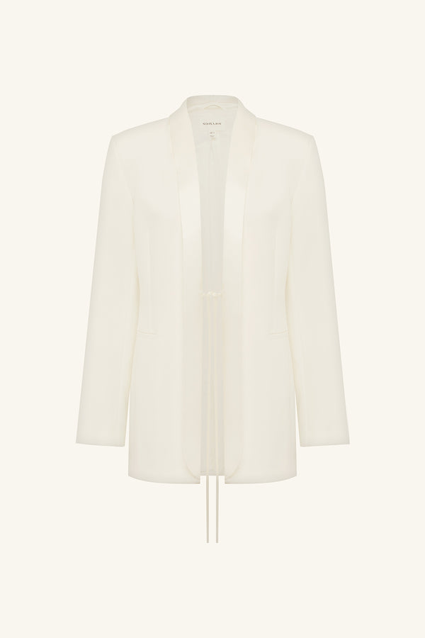 SOLANA TUXEDO TIE BLAZER - IVORY_G
