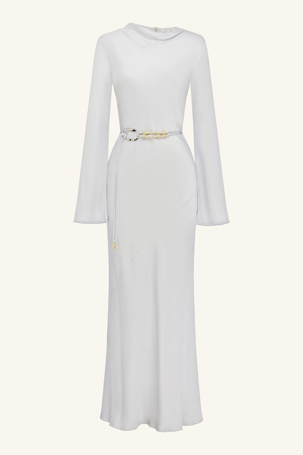 AGNES LONG SLEEVE MAXI DRESS WITH BELT - SKY_F