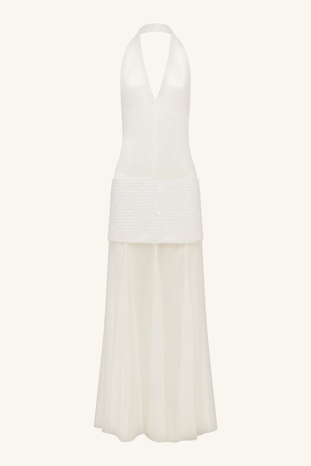 Bianca Halter Plunged Maxi Dress | Ivory | Dresses | Shona Joy