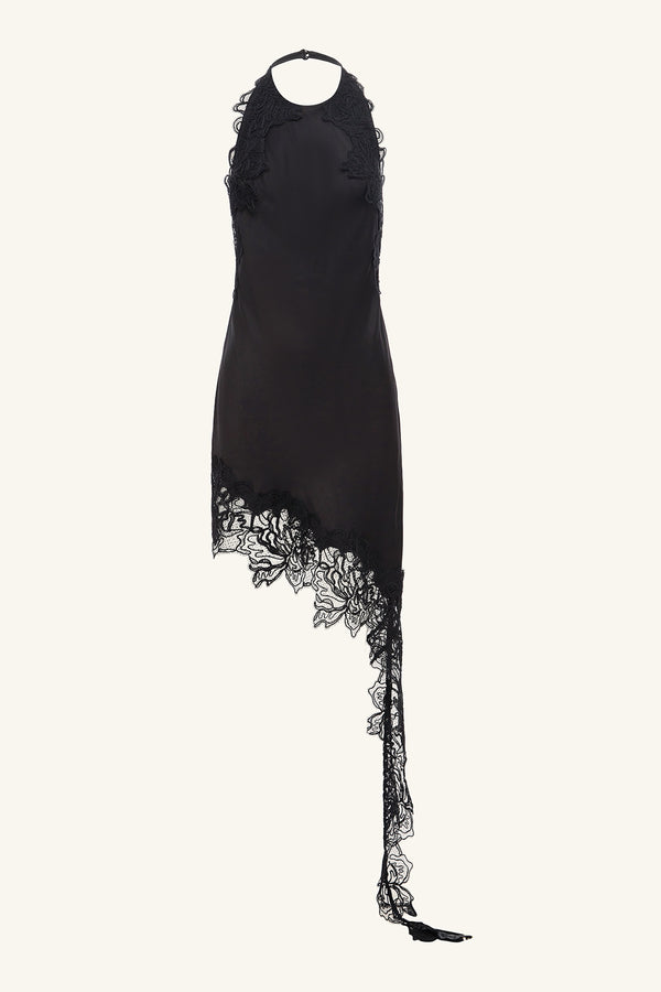 ENIKO LACE OPEN BACK MINI DRESS - BLACK_G