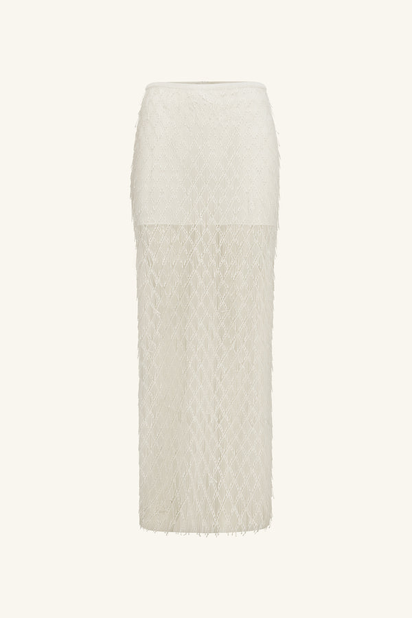 TALITHA FRINGE MAXI SKIRT - IVORY_G
