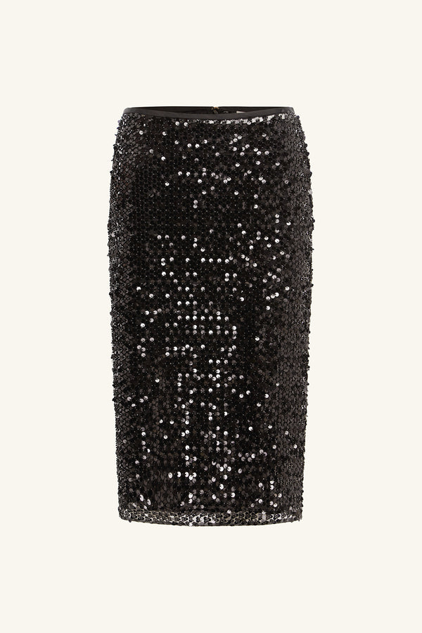 EVERLY SEQUIN MIDI SKIRT WITH DETACHABLE LINING- BLACK_G