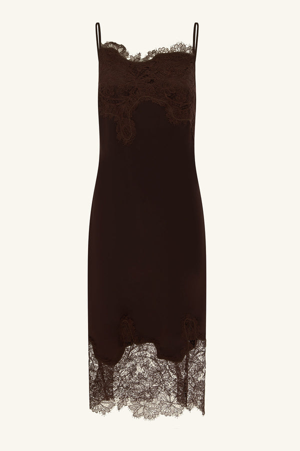 Shona Joy Lucia Lace Midi Dress in Brown
