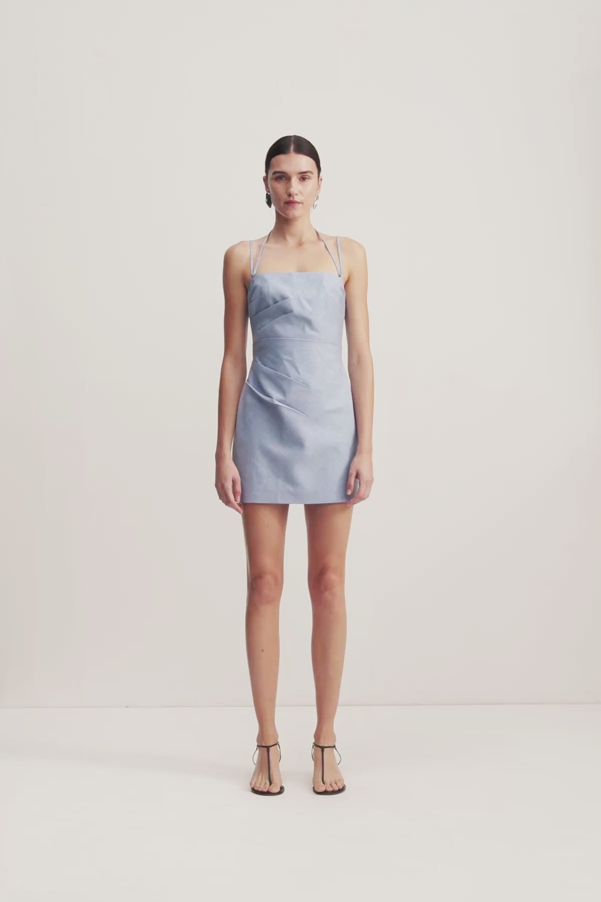 Asher Draped Mini Dress | Chambray Blue | Dresses | Shona Joy