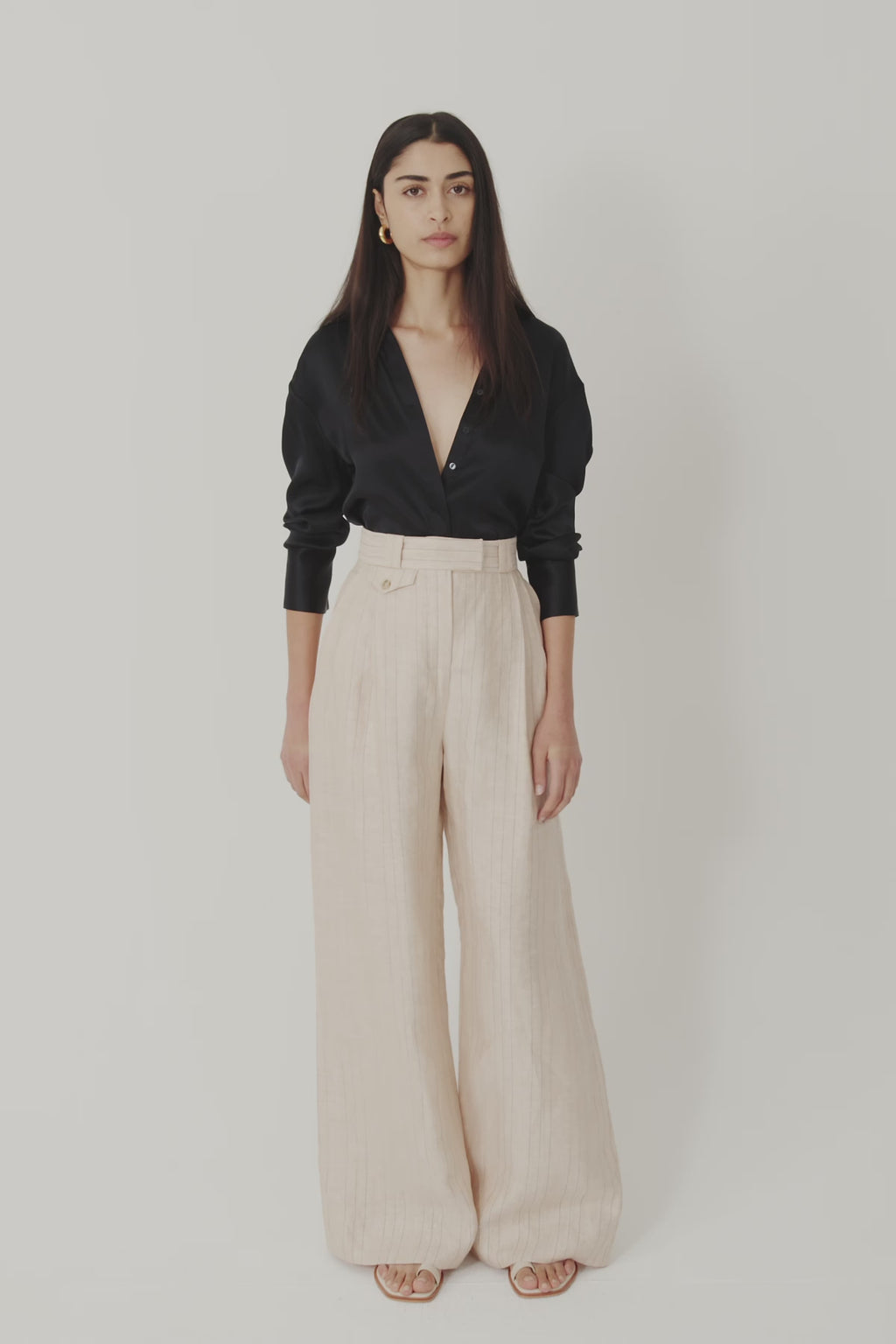 Birilla Linen Tailored Wide Leg Pant | Ash | Pants | Shona Joy