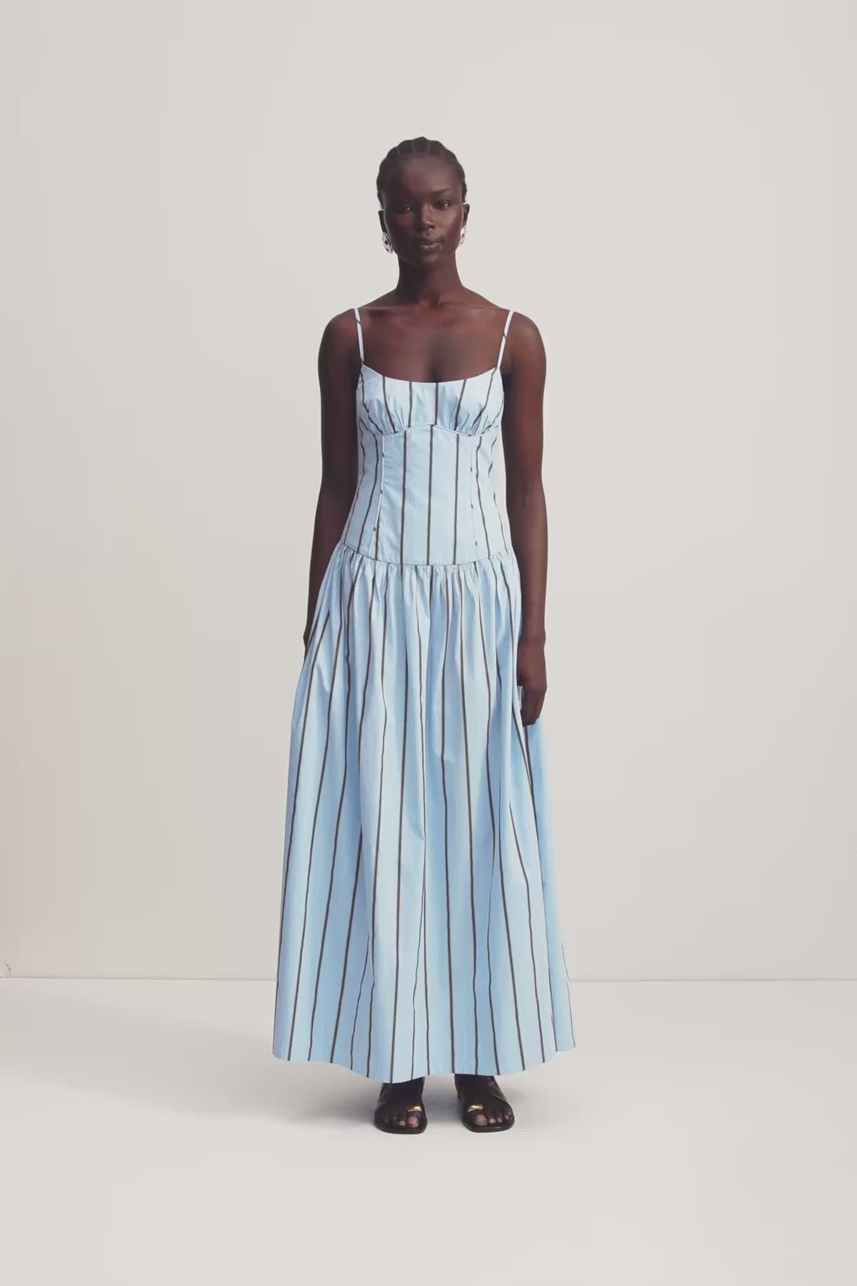 Saxon Panelled Bustier Maxi Dress | Bather Stripe | Dresses