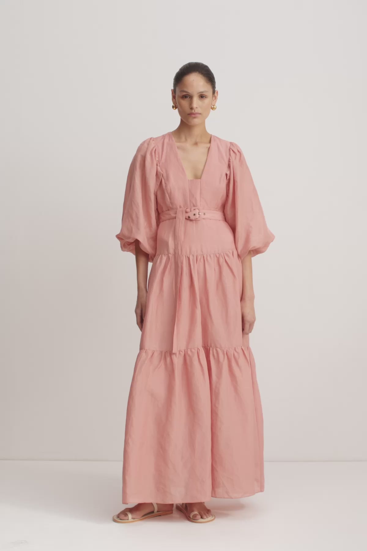 Celeste Plunged Tiered Maxi Dress | Rose | Dresses | Shona Joy