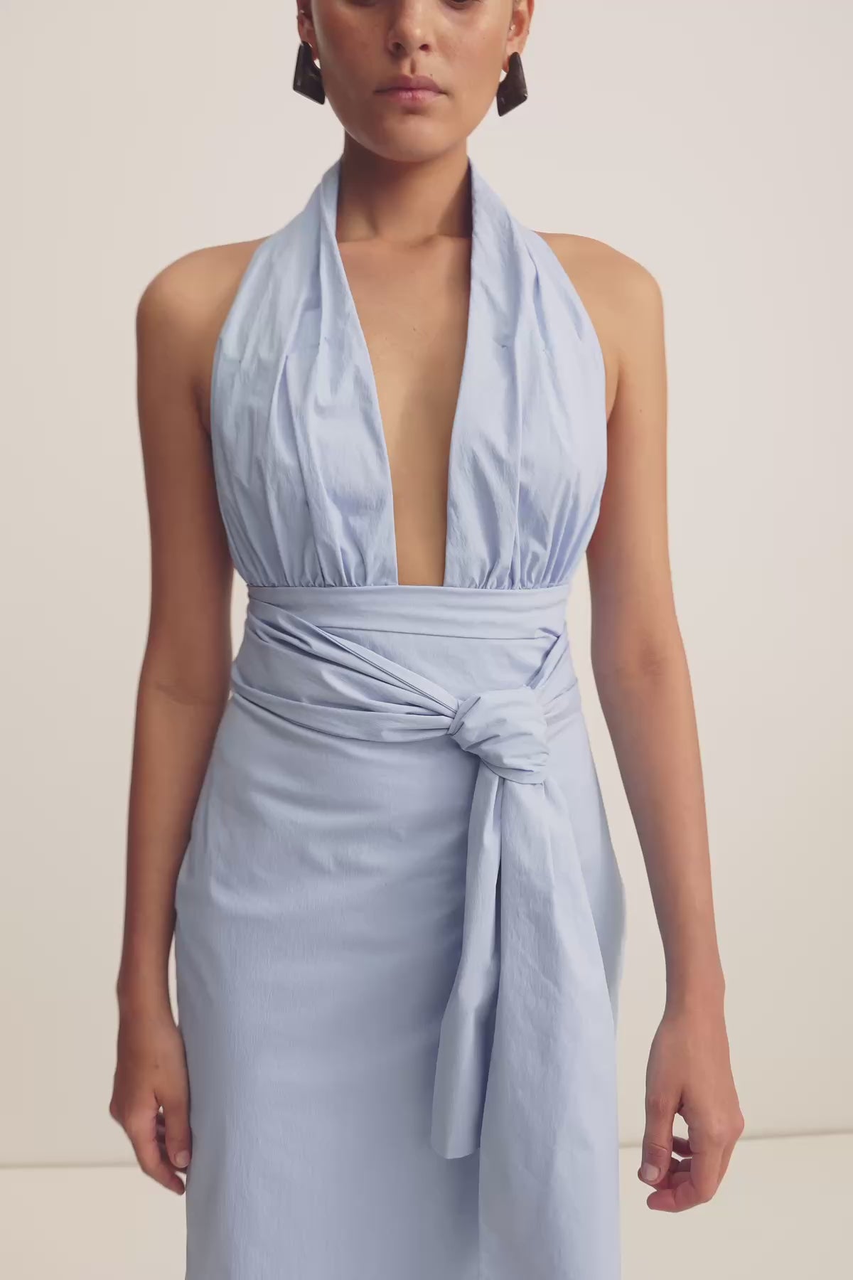 Campbell Halter Plunged Maxi Dress | Azurine | Dresses | Shona Joy