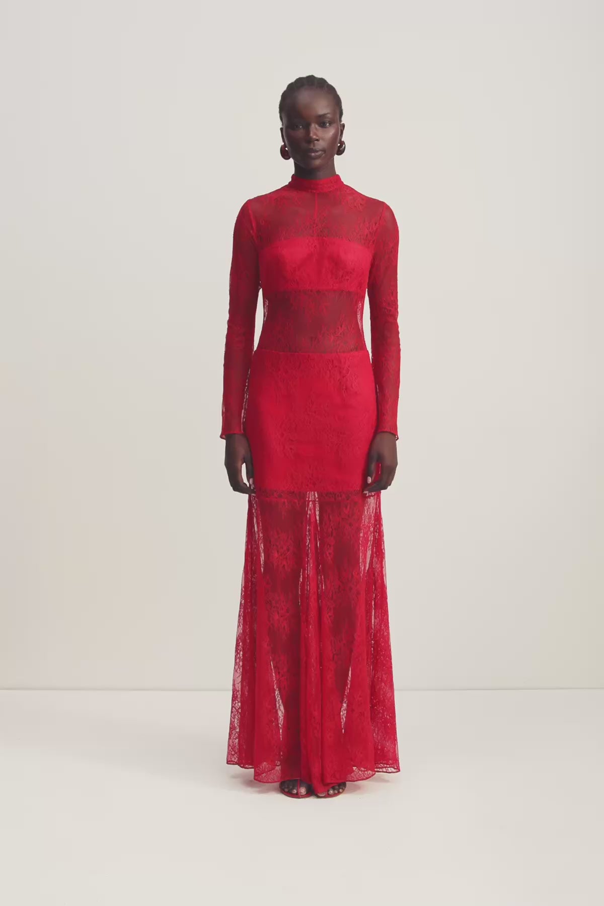 Labyrinth Lace High Neck Maxi Dress | Cherry | Dresses | Shona Joy