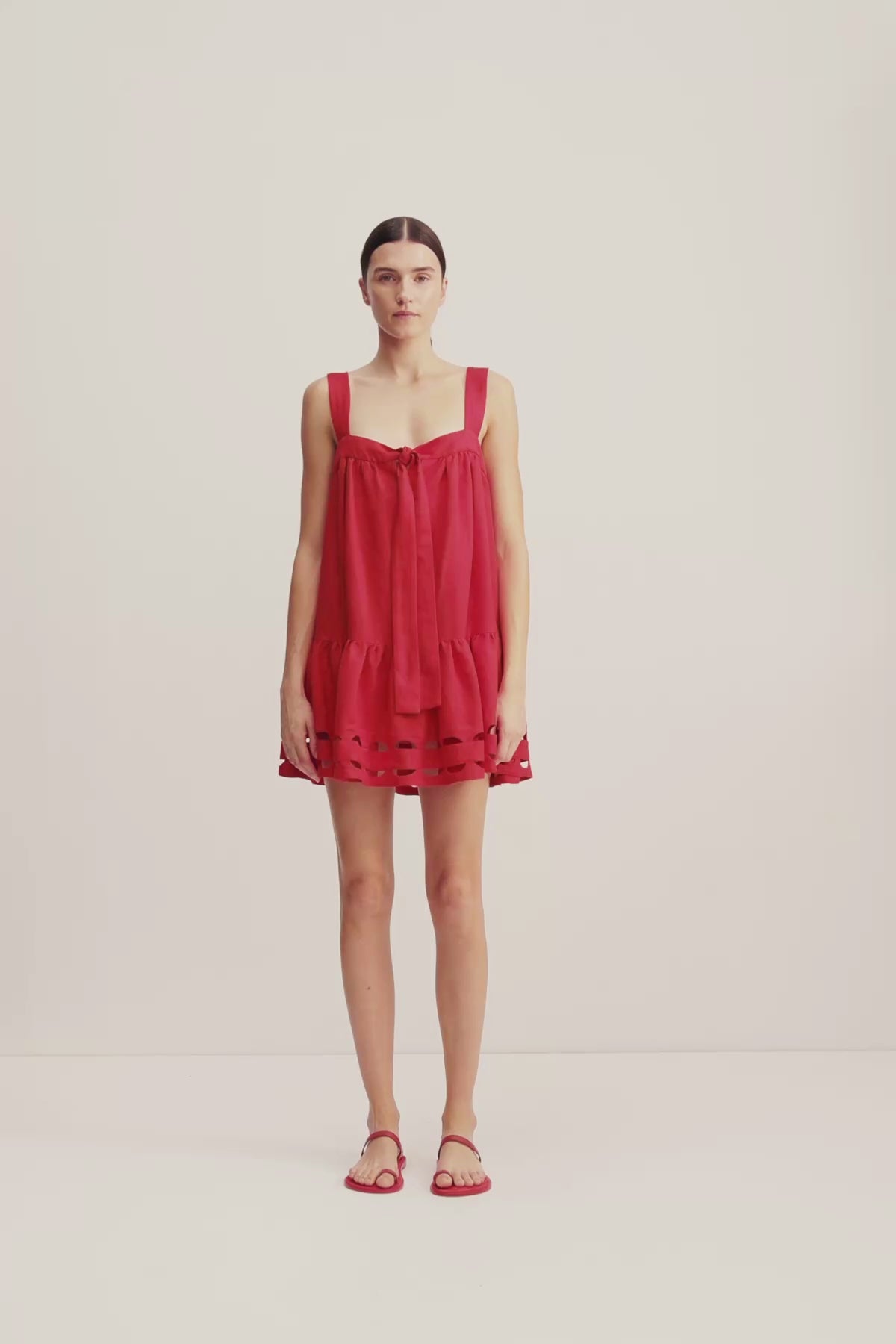 Birdie Scallop Tiered Mini Dress | Red Rose | Dresses | Shona Joy