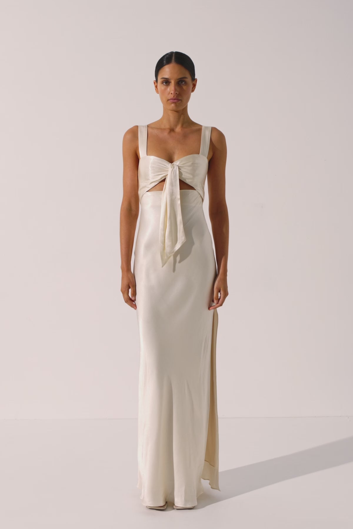 La Lune Bow Tie Maxi Dress | Cream | Dresses | Shona Joy – Shona