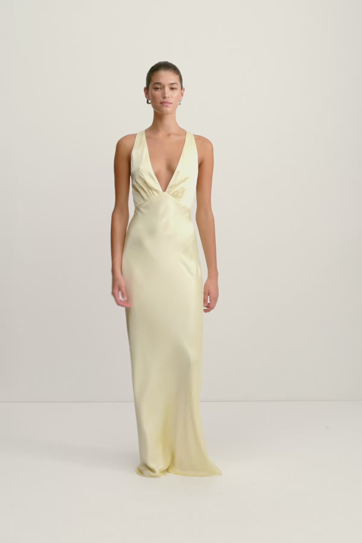 La Lune Plunged Cross Back Maxi Dress | Lemon | Dresses | Shona