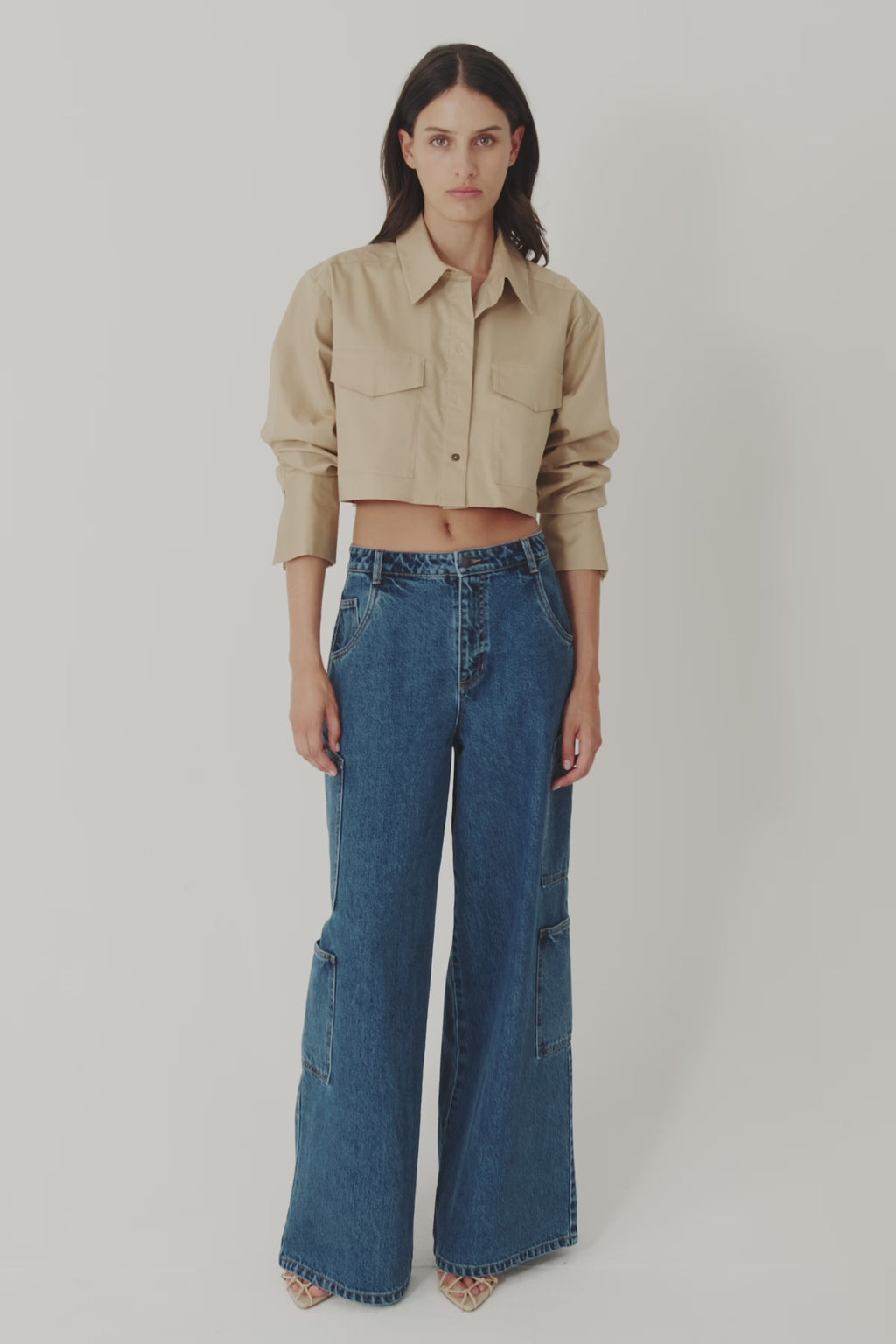 Tovere Wide Leg Cargo Jean, Indigo, Pants