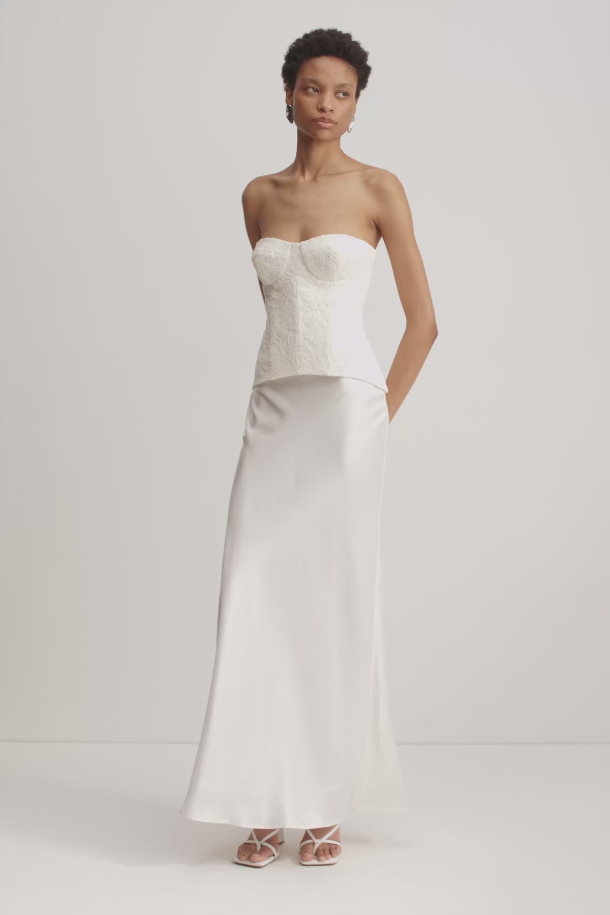 Luminous Lace Strapless Bustier | Ivory | Tops | Shona Joy – Shona