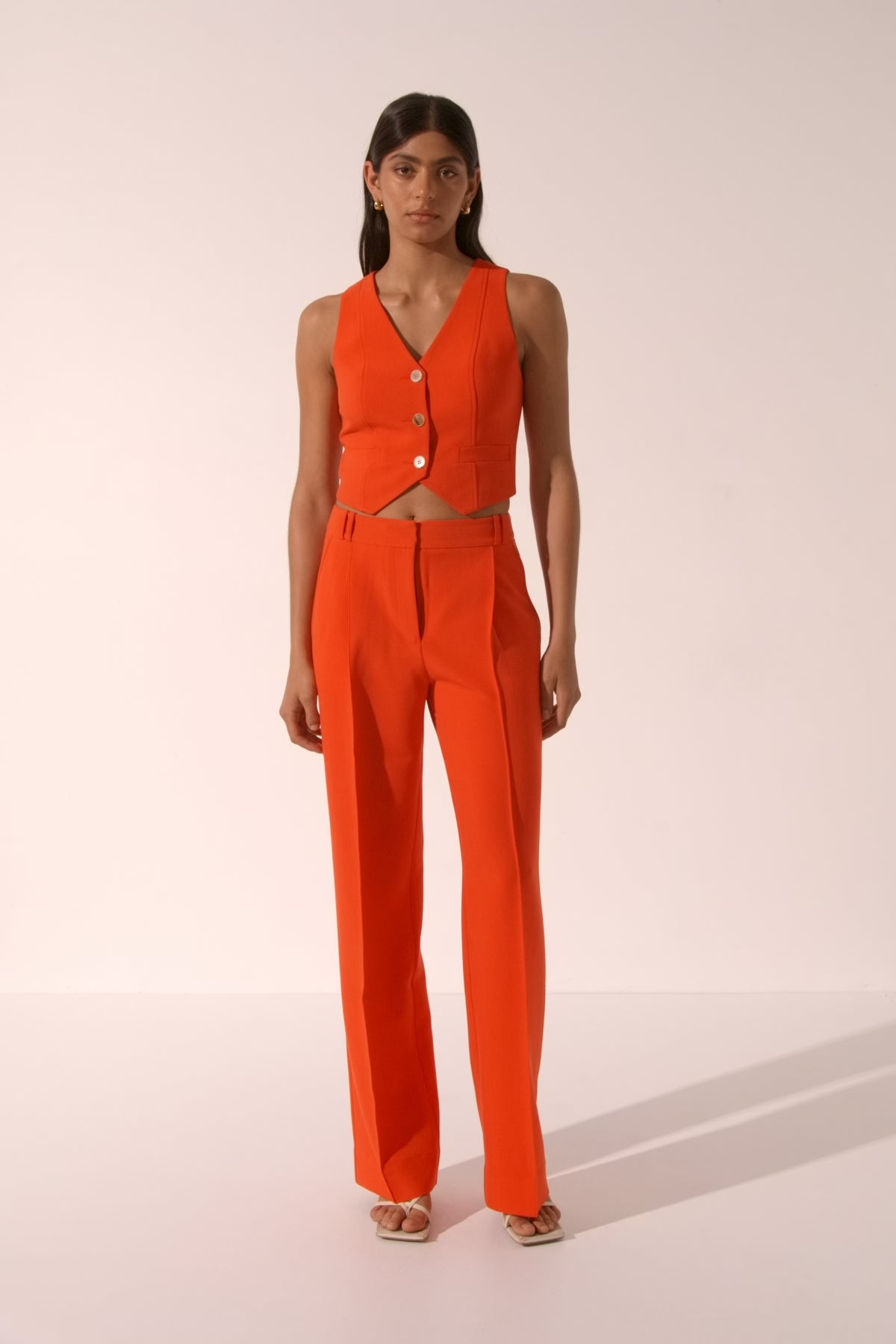IRENA TAILORED FITTED VEST | HIBISCUS | TOPS | SHONA JOY – Shona