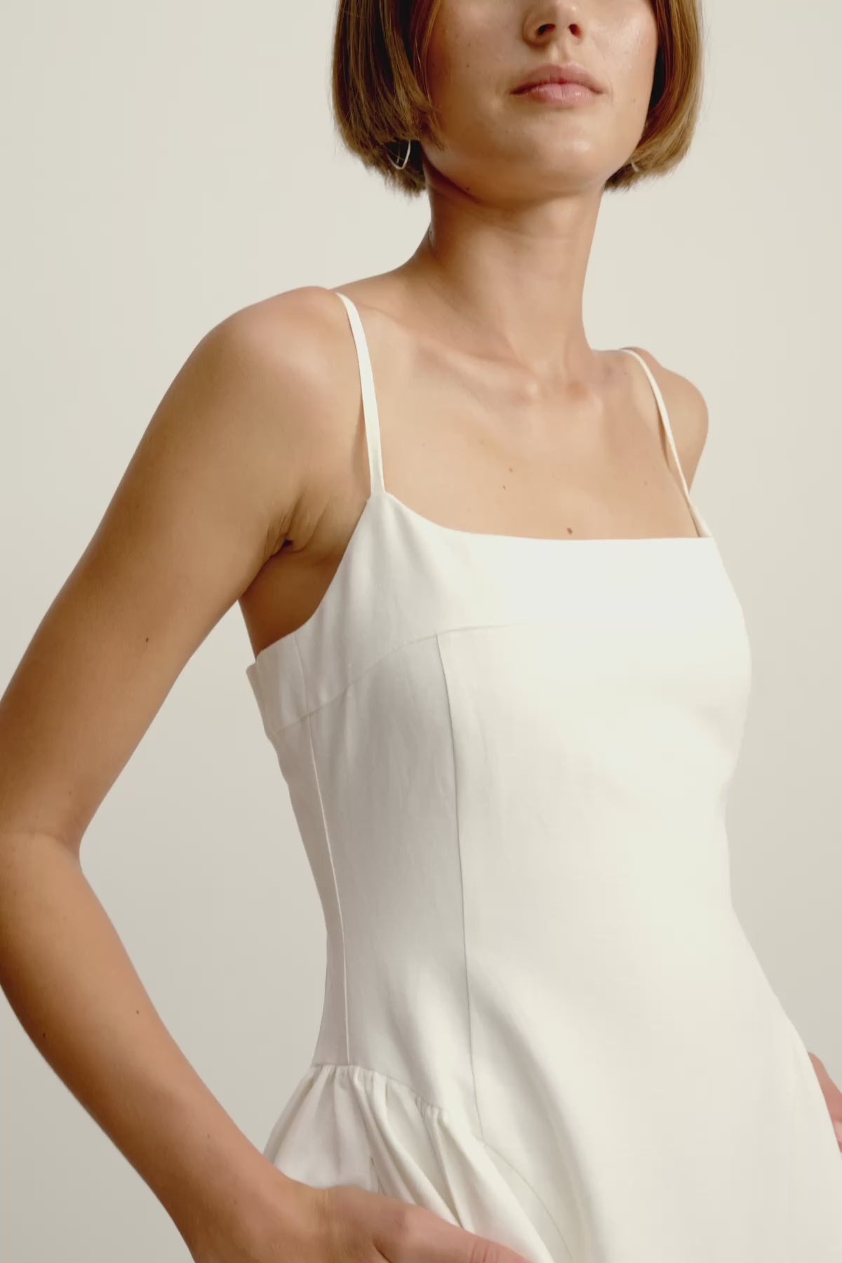 Gigi Square Neck Panelled Midi Dress | Ivory | Dresses | Shona Joy