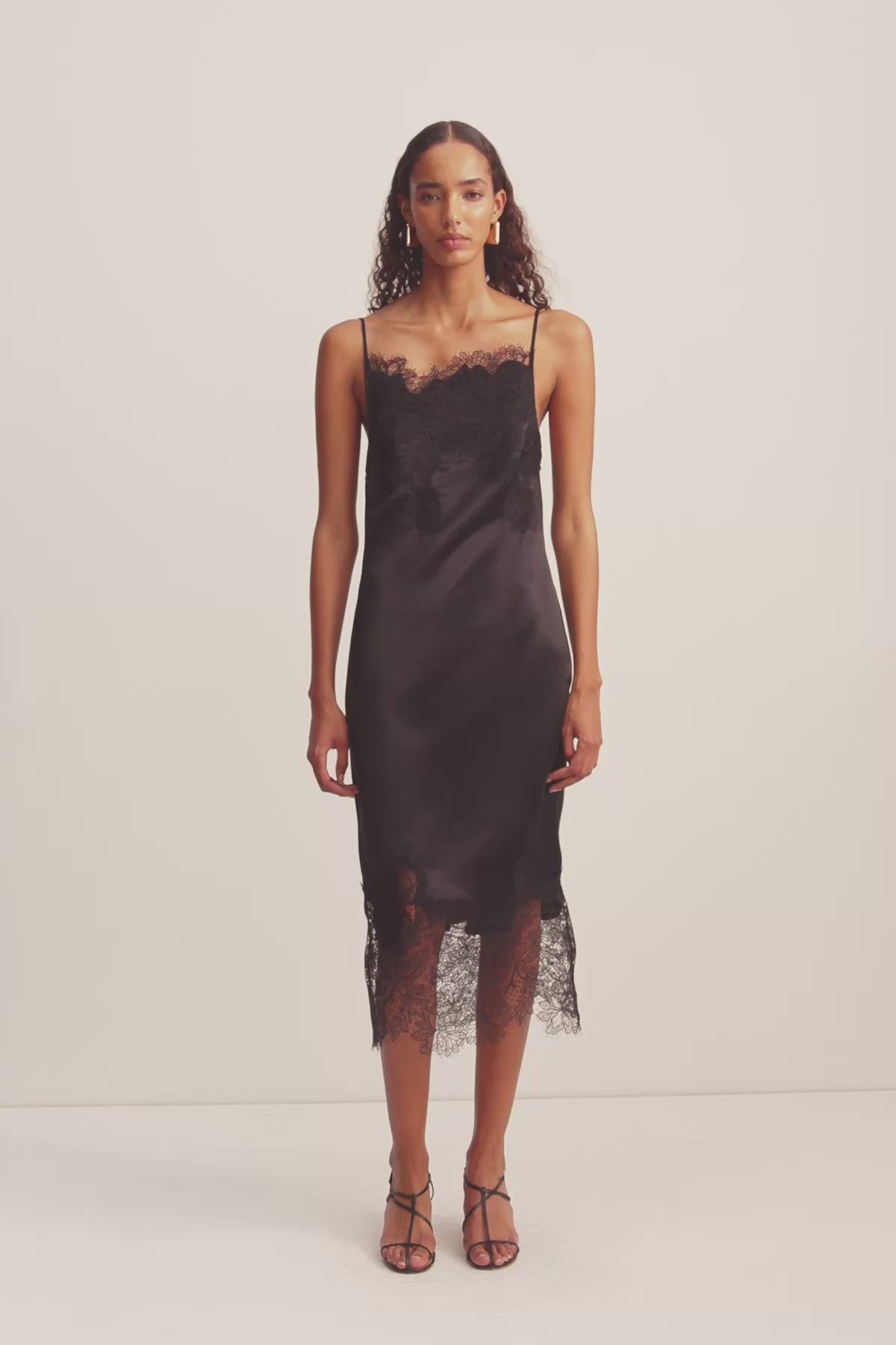 Lucia Lace Slip Midi Dress | Black | Dresses | Shona Joy – Shona