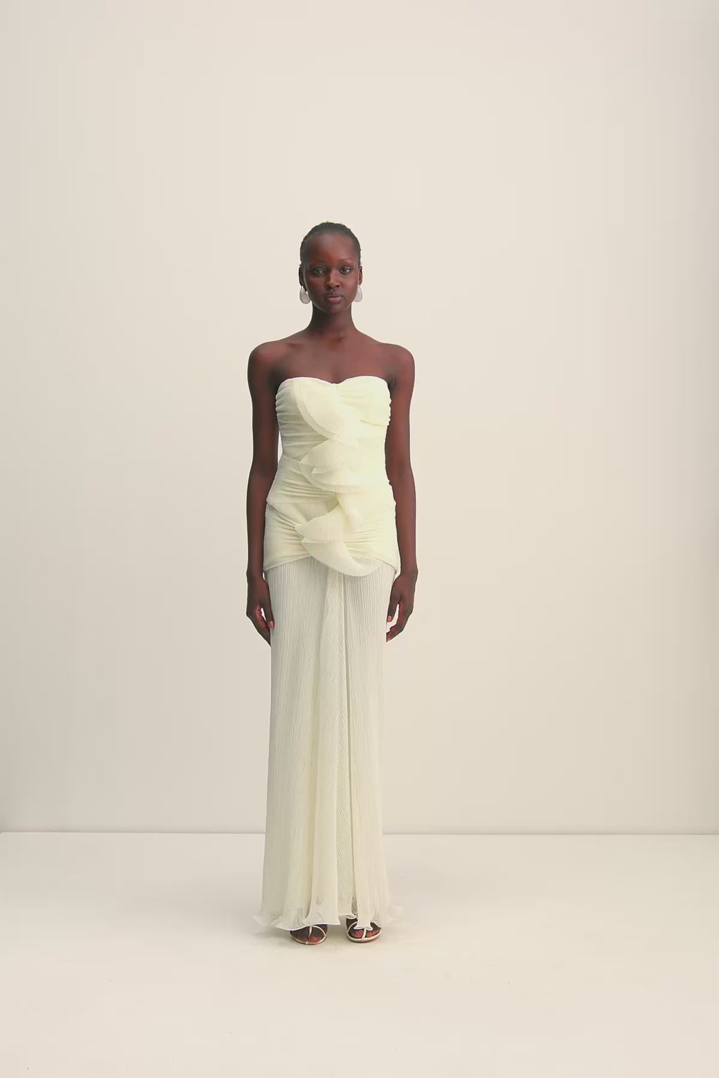 Shona Joy Federick Strapless Ruffle Maxi Dress in Ivory