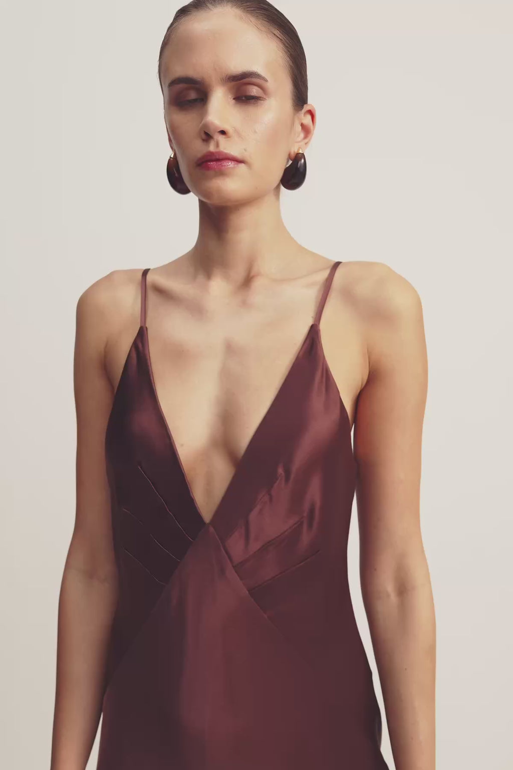 Moraya Plunged Maxi Dress | Coffee | Dresses