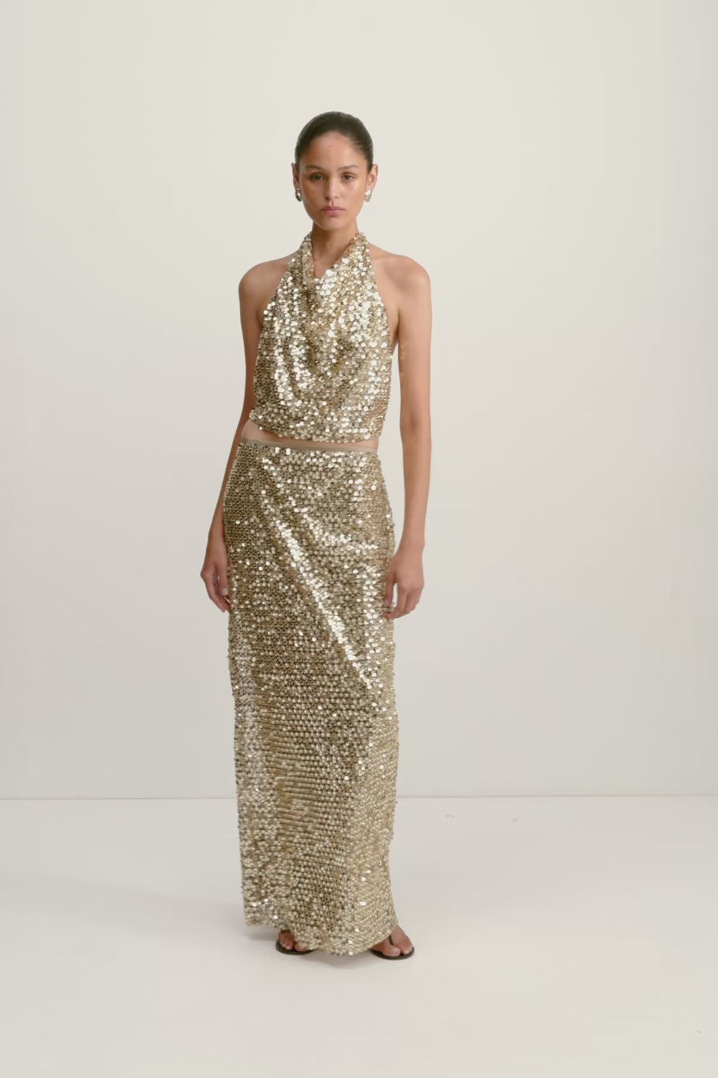 Bria Low Rise Maxi Skirt | Gold | Skirts