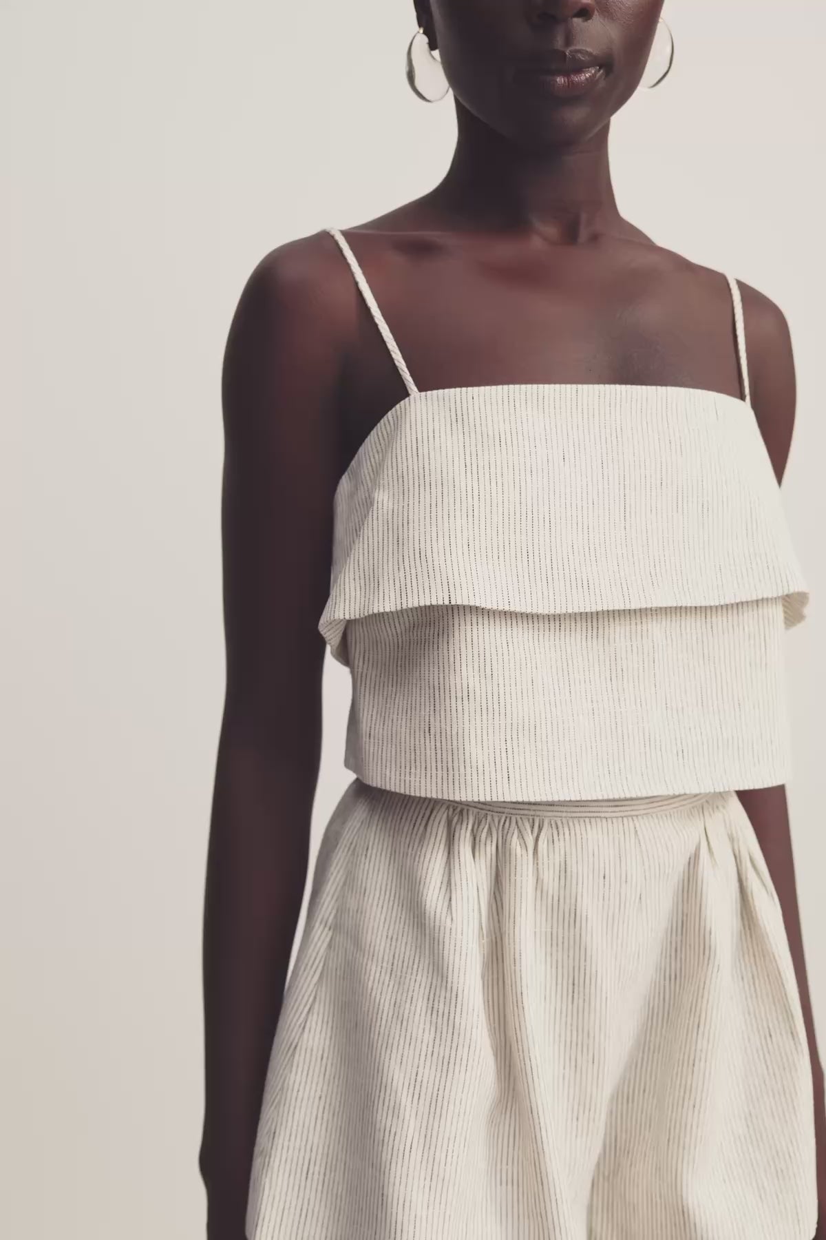 Alto High Waisted Short | White Pinstripe | Shorts | Shona Joy