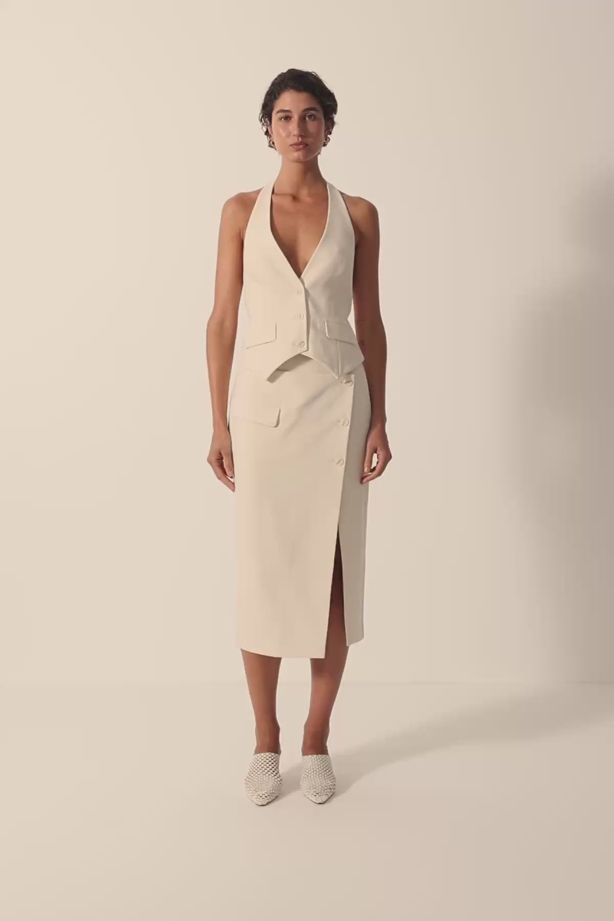 IRENA TAILORED OPEN BACK VEST | RICE | TOPS | SHONA JOY – Shona Joy US